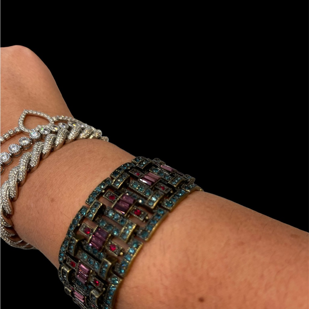 Heidi Daus Art Deco Swarovski Crystal Stacked Bracelet 78$